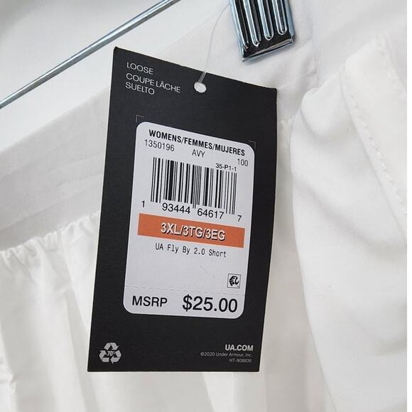 New NWT Under Armour US Women's White Lined Athletic‎ Shorts 3X 3XL - Picture 7 of 8